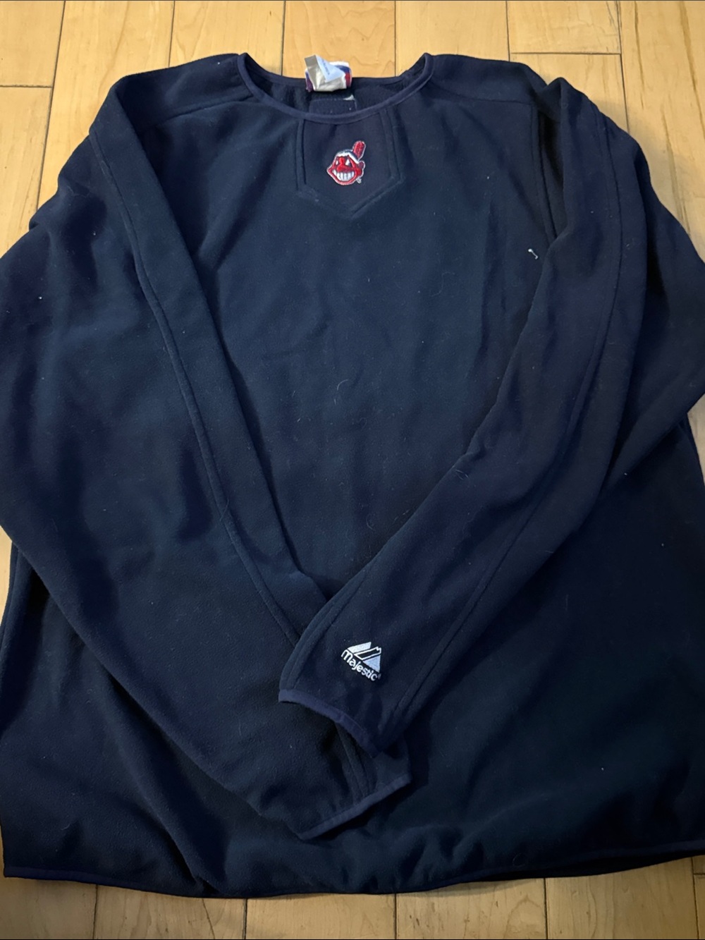 Majestic Navy Crewneck with Embroidered Logo